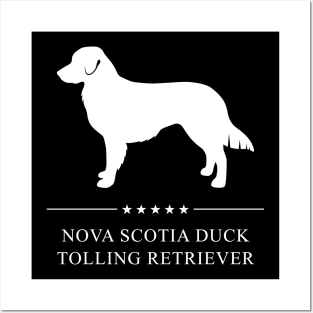 Nova Scotia Duck Tolling Retriever Dog White Silhouette Posters and Art